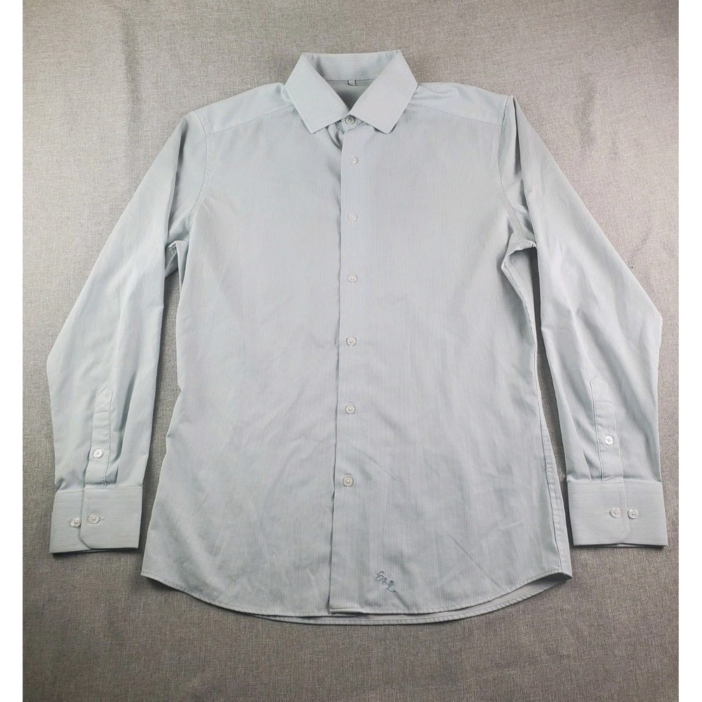 State & Liberty Shirt Mens M Striped Button Down Slim 4 Way Stretch Performance